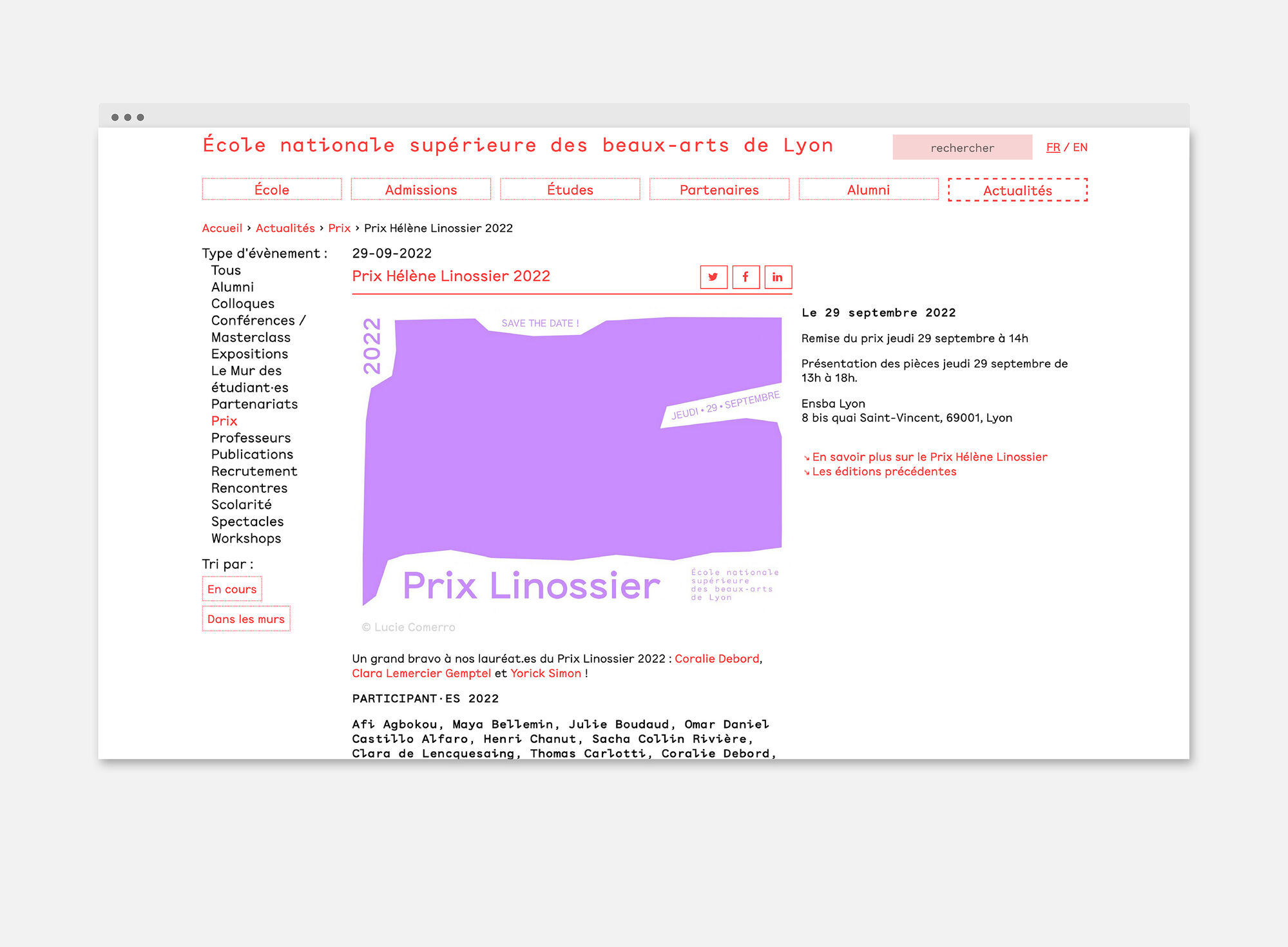 Prix ENSBA Lyon 2022